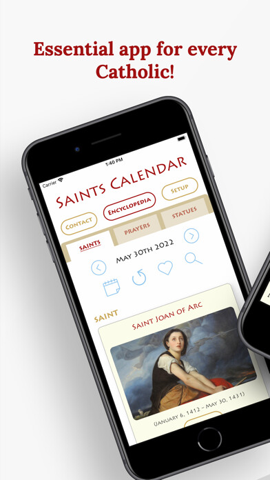 Emulate iPhone app Catholic Saints Calendar using MyAndroid