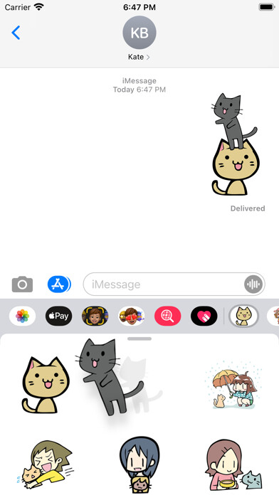 Emulate iPhone app Cat illustration sticker using MyAndroid