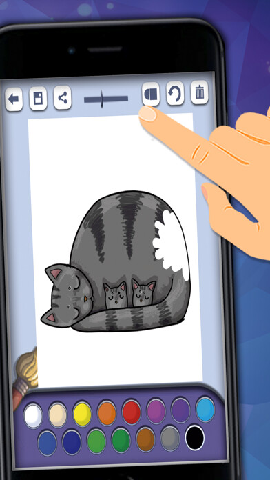 Emulate iPhone app Cats coloring book to paint using MyAndroid Emulate iPhone app Cats coloring book to paint using MyAndroid