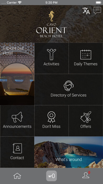 Emulate iPhone app Cavo Orient Hotel using MyAndroid Emulate iPhone app Cavo Orient Hotel using MyAndroid