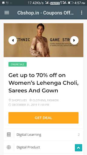 Run android online APK CbshopIn - Coupons, Offers, Deals, Promo codes from MyAndroid or emulate CbshopIn - Coupons, Offers, Deals, Promo codes using MyAndroid