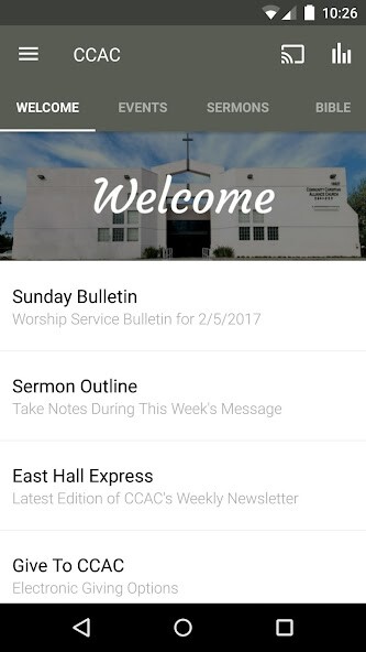 Emulate iPhone app CCAC Granada Hills using MyAndroid