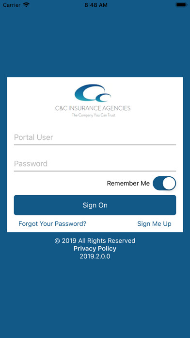 Emulate iPhone app C & C Insurance Online using MyAndroid