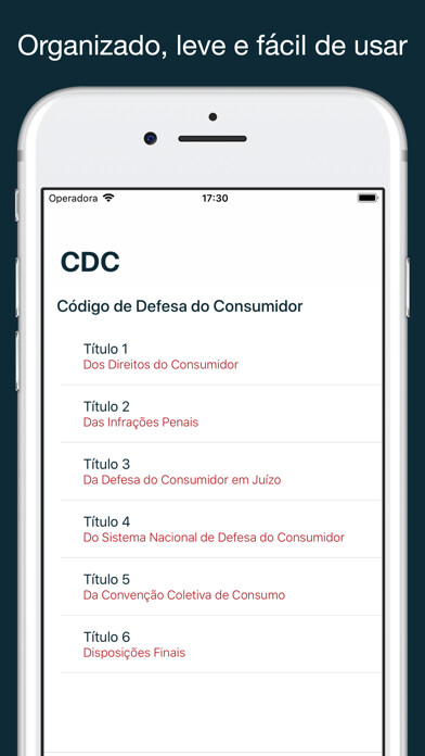 Emulate iPhone app CDC - Código Defesa Consumidor using MyAndroid