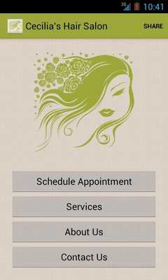 Emulate Android APK Cecilias Hair Salon