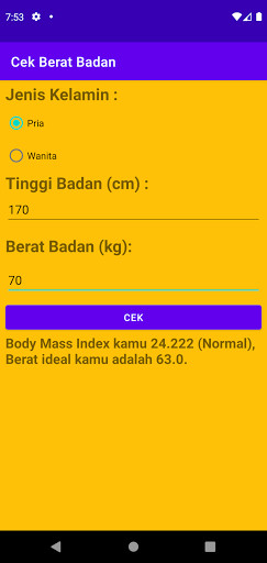 Run android online APK Cek Berat Badan from MyAndroid or emulate Cek Berat Badan using MyAndroid