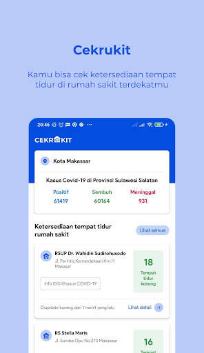 Run android online APK Cekrukit - Cek Ketersediaan Rumah Sakit from MyAndroid or emulate Cekrukit - Cek Ketersediaan Rumah Sakit using MyAndroid Run android online APK Cekrukit - Cek Ketersediaan Rumah Sakit from MyAndroid or emulate Cekrukit - Cek Ketersediaan Rumah Sakit using MyAndroid