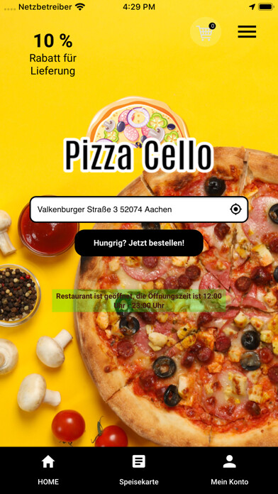 Emulate iPhone app Cello Pizza using MyAndroid