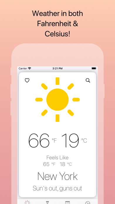 Emulate iPhone app Celsius Fahrenheit: WeatherGO using MyAndroid