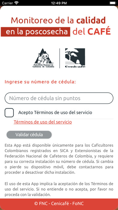 Emulate iPhone app CENICAFÉ: Más Calidad using MyAndroid