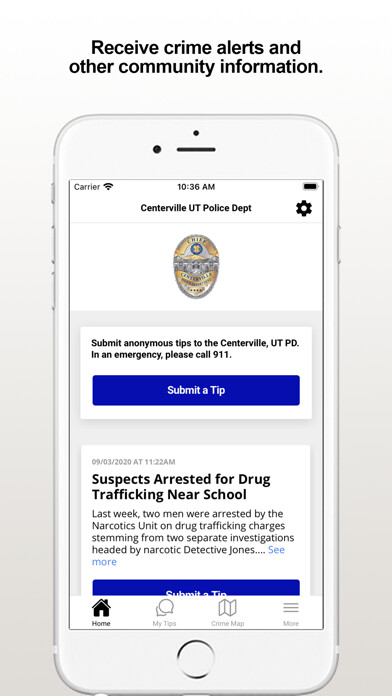 Emulate iPhone app Centerville PD using MyAndroid