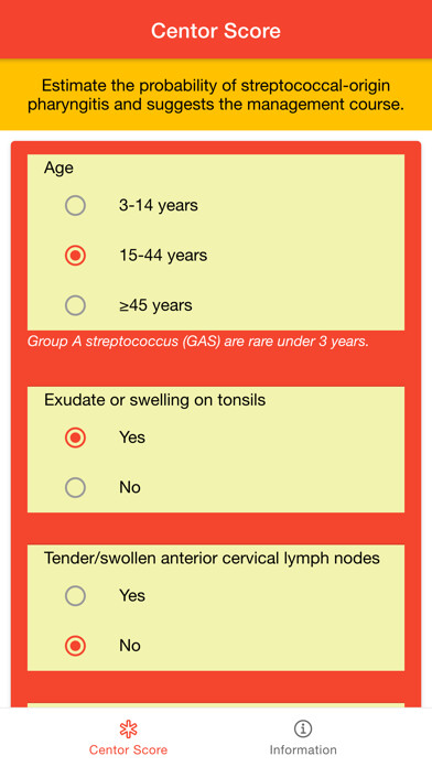 Emulate iPhone app Centor Score for Sore Throat using MyAndroid Emulate iPhone app Centor Score for Sore Throat using MyAndroid