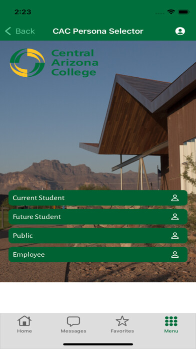 Emulate iPhone app Central Arizona College using MyAndroid