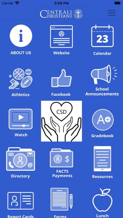 Emulate iPhone app Central Christian School FACTS using MyAndroid