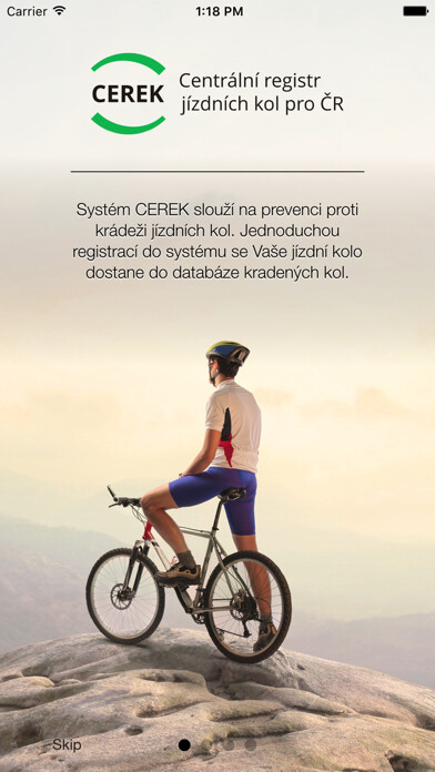 Emulate iPhone app CEREK - Centrální registr kol using MyAndroid