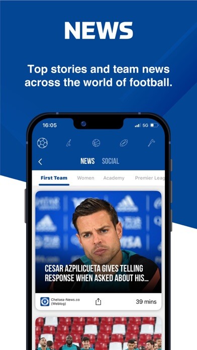 Emulate iPhone app CFC-Blues - Live Scores & News using MyAndroid