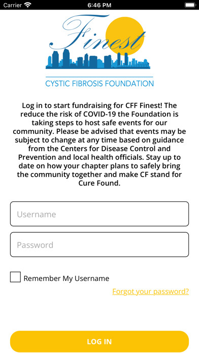 Emulate iPhone app CFF Finest Events using MyAndroid