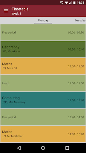 Run android online APK CGGS timetable and planner app from MyAndroid or emulate CGGS timetable and planner app using MyAndroid