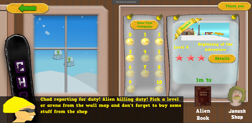 Run android online APK Chad Snowboarder with Aliens from MyAndroid or emulate Chad Snowboarder with Aliens using MyAndroid
