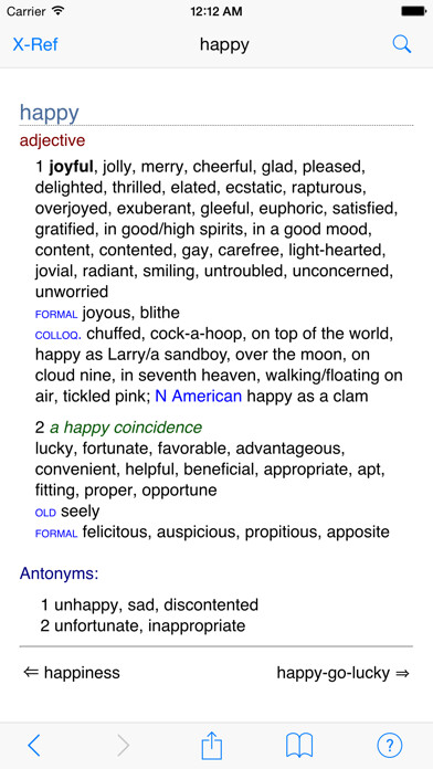 Emulate iPhone app Chambers Thesaurus using MyAndroid