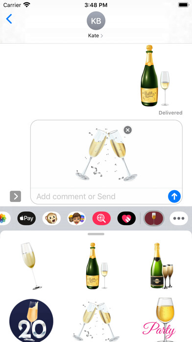 Emulate iPhone app Champagne Cheers Stickers using MyAndroid Emulate iPhone app Champagne Cheers Stickers using MyAndroid