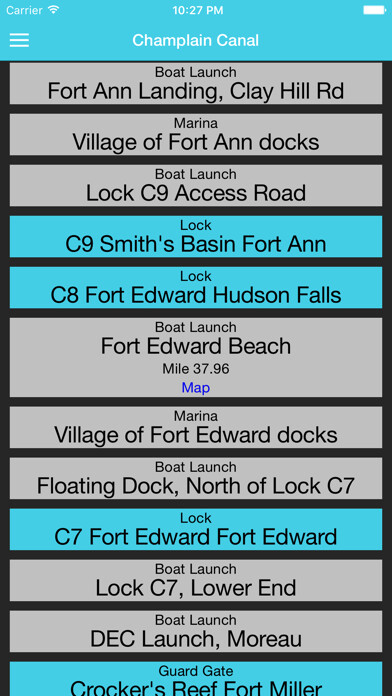 Emulate iPhone app Champlain Canal using MyAndroid