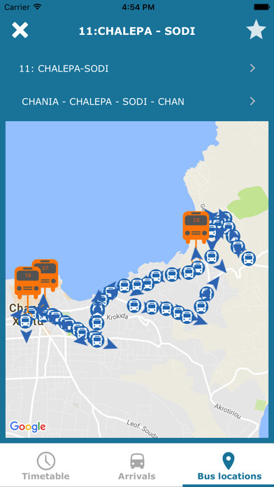 Emulate iPhone app Chania city bus using MyAndroid