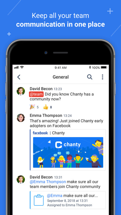 Emulate iPhone app Chanty - Team Collaboration using MyAndroid