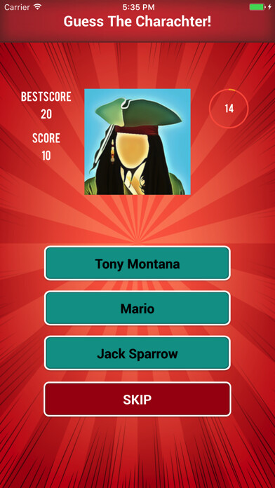 Emulate iPhone app Character Quiz Movies Cartoon using MyAndroid