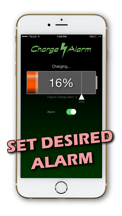 Emulate iPhone app Charge Alarm using MyAndroid