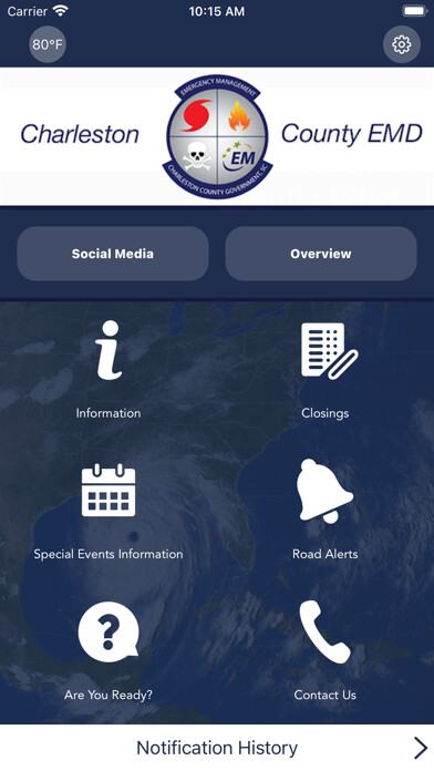 Emulate iPhone app Charleston County EMD using MyAndroid