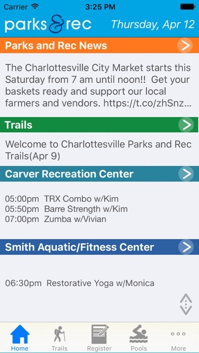 Emulate Android APK Charlottesville Parks and Rec