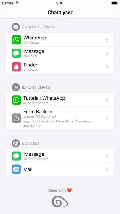 Emulate iPhone app Chatalyzer: Analyze Chats using MyAndroid