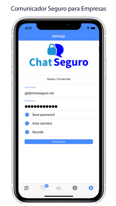 Emulate iPhone app Chat Seguro using MyAndroid