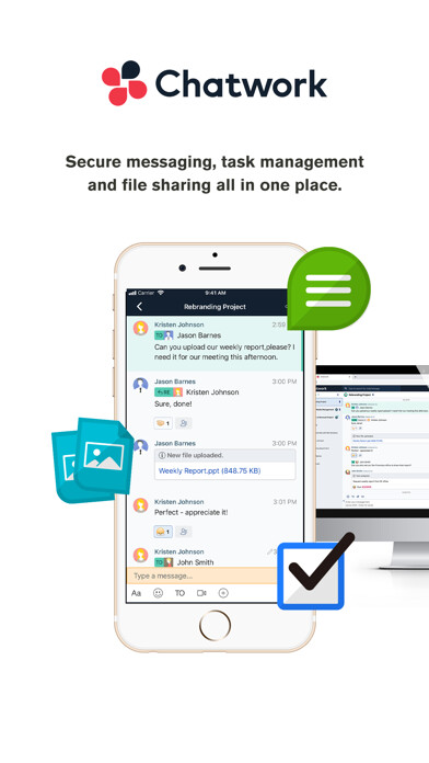 Emulate iPhone app Chatwork - Business Chat App using MyAndroid