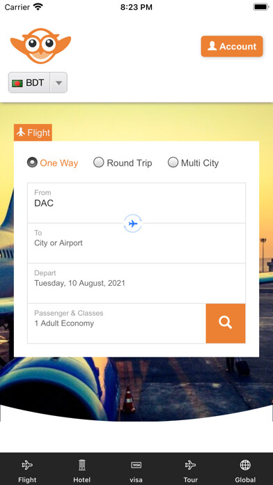 Emulate iPhone app Cheap Flight & Hotel using MyAndroid