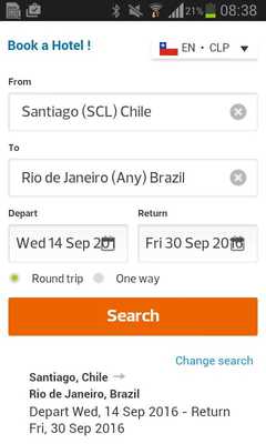 Emulate Android APK Cheap Flights Chile