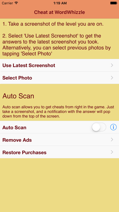 Emulate iPhone app Cheat at WordWhizzle! Screenshot your game - get the answer. Features Auto Scan using MyAndroid Emulate iPhone app Cheat at WordWhizzle! Screenshot your game - get the answer. Features Auto Scan using MyAndroid