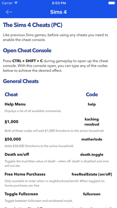 Emulate iPhone app Cheats for The SIMS - All Series Code using MyAndroid