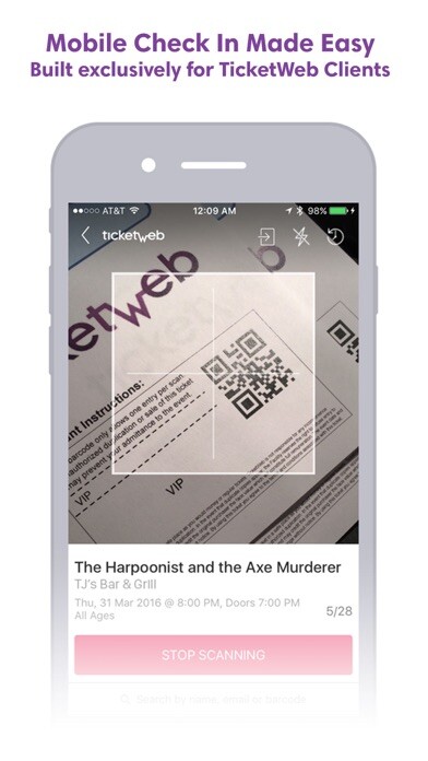 Emulate iPhone app CheckIn by TicketWeb using MyAndroid