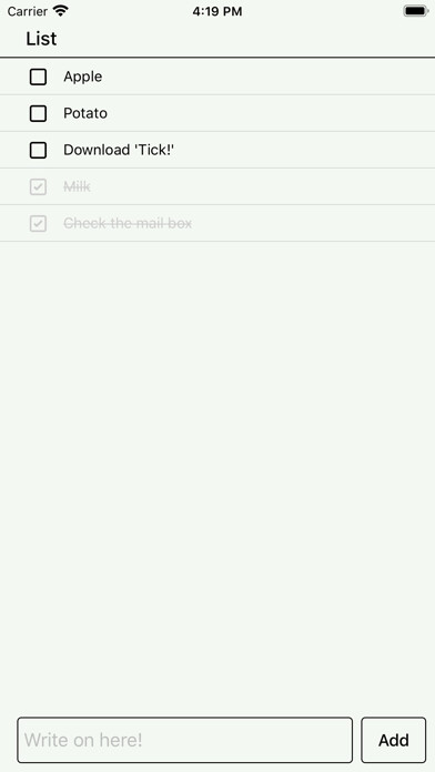 Emulate iPhone app Check! - Tap your list! using MyAndroid