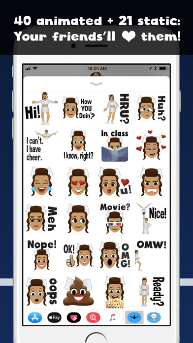 Emulate iPhone app Cheer GIFs Cheerleading Emojis using MyAndroid