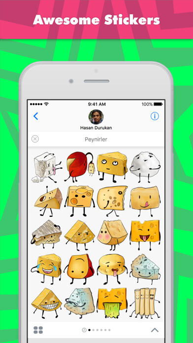 Emulate iPhone app Cheese Stickers stickers by Hasan using MyAndroid