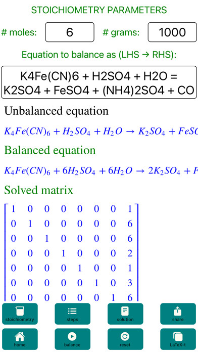 Emulate iPhone app Chemical-Equation-Balance Pro using MyAndroid