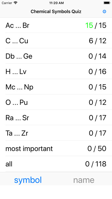 Emulate iPhone app Chemical Symbols Quiz using MyAndroid Emulate iPhone app Chemical Symbols Quiz using MyAndroid