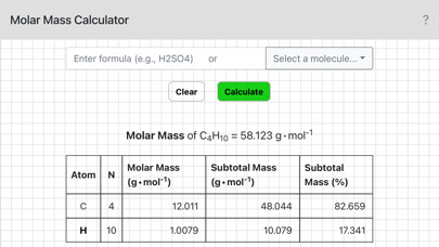 Emulate iPhone app Chemistry - Molar Mass using MyAndroid