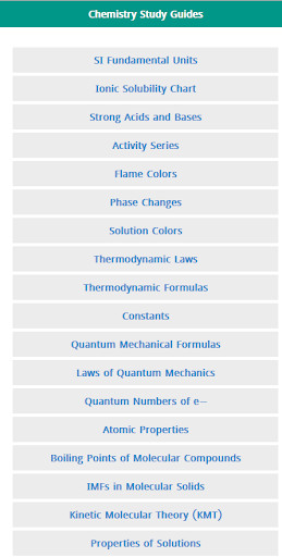 Run android online APK Chemistry Study Guide from MyAndroid or emulate Chemistry Study Guide using MyAndroid