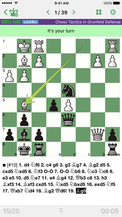 Emulate iPhone app Chess Tactics. Grunfeld Def. using MyAndroid