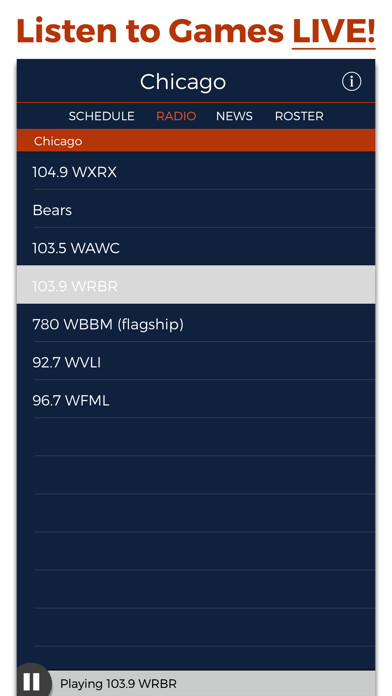 Emulate iPhone app Chicago Football Radio & Live Scores using MyAndroid Emulate iPhone app Chicago Football Radio & Live Scores using MyAndroid
