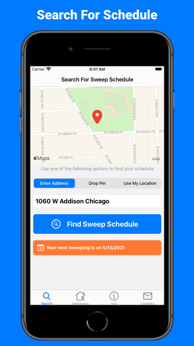 Emulate iPhone app Chicago Sweep Tracker using MyAndroid